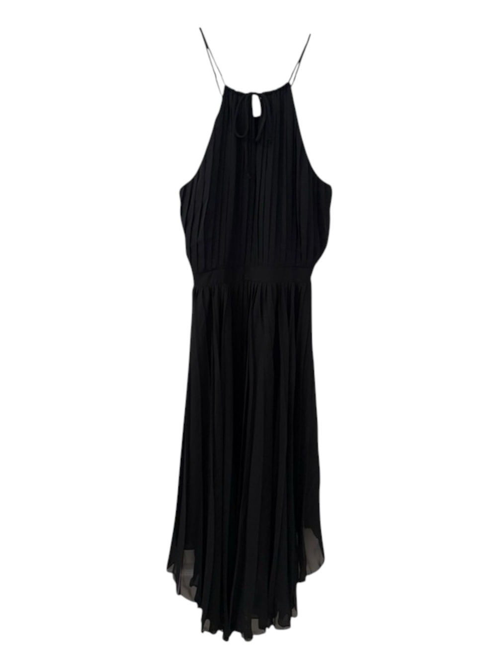 new Boston Proper 𖣴 Pleated Midi Handkerchief Hem Cocktail Dress 𖣴 Black 12 - Picture 4 of 16
